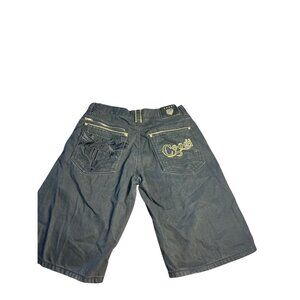 Coogi Mens Embroidered Denim Shorts W36 Vintage Y2K Style streetwear black gold